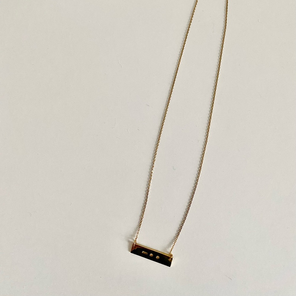 Morse Code Letter "D" or "U" Bar Gold Plated Necklace
